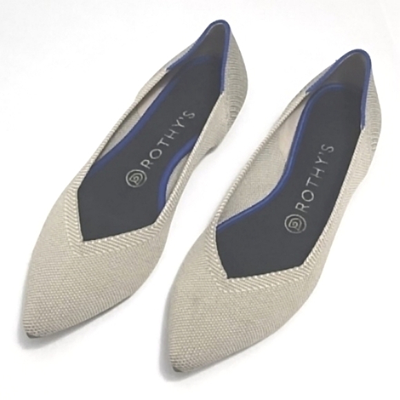 Rothy's knit Point Toe Light Gray Flat Shoes - Picture 11 of 11